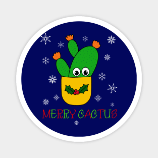 Merry Cactus - Opuntia Microdasys Cactus In Christmas Holly Pot Magnet